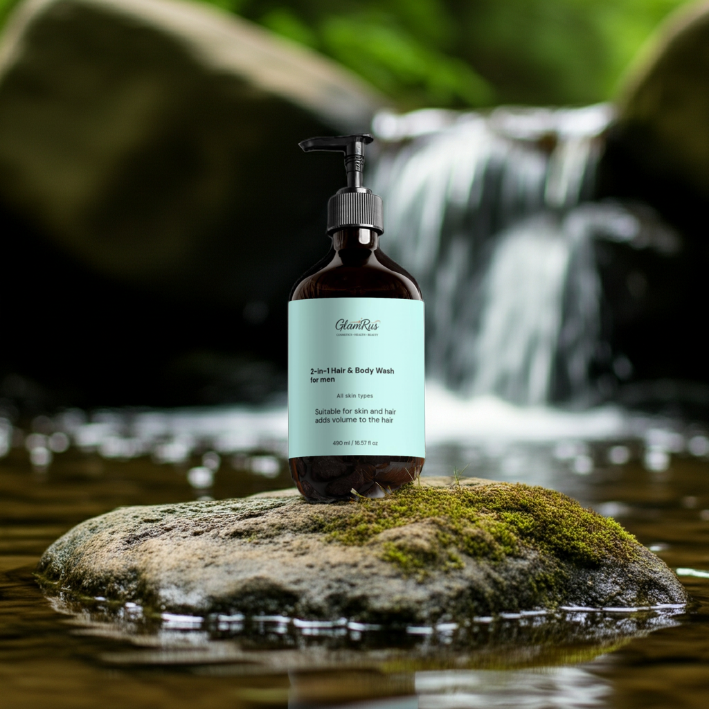 Glamrus 2-in-1 Hair & Body Wash for Men - Volumising Shampoo & Cleanser 490ml