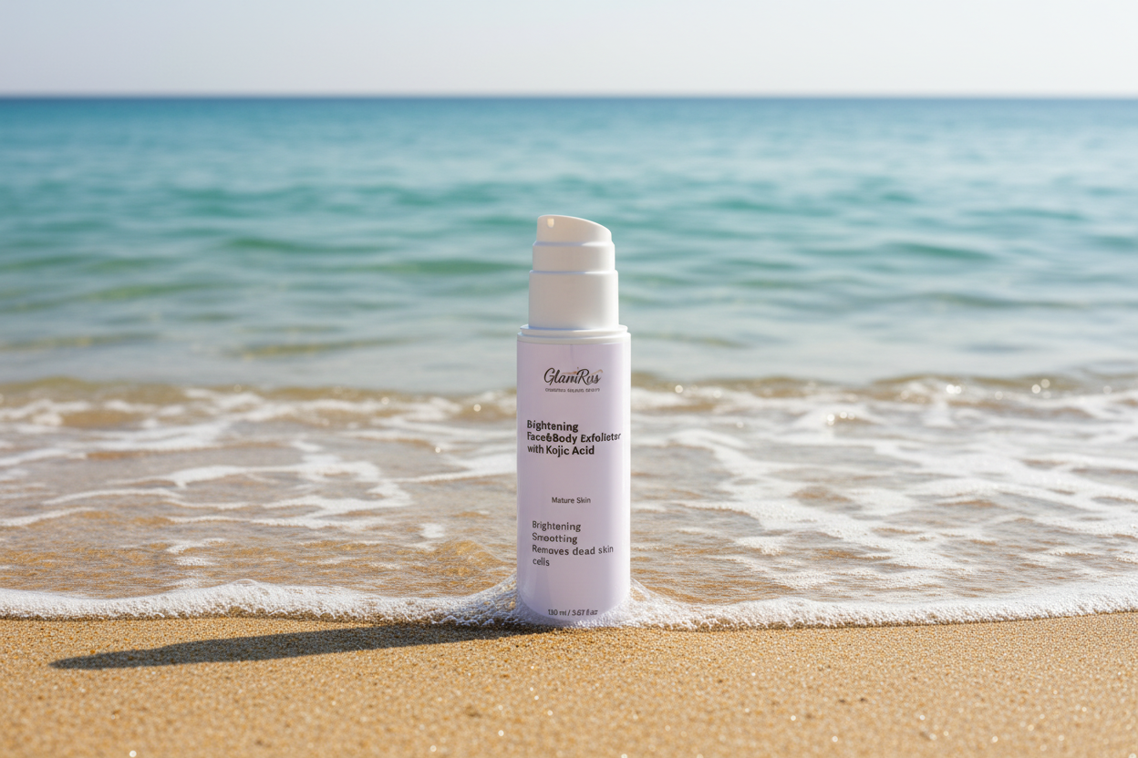 Glamrus Brightening Face & Body Exfoliator with Kojic Acid 150 ml / 5.07 fl oz