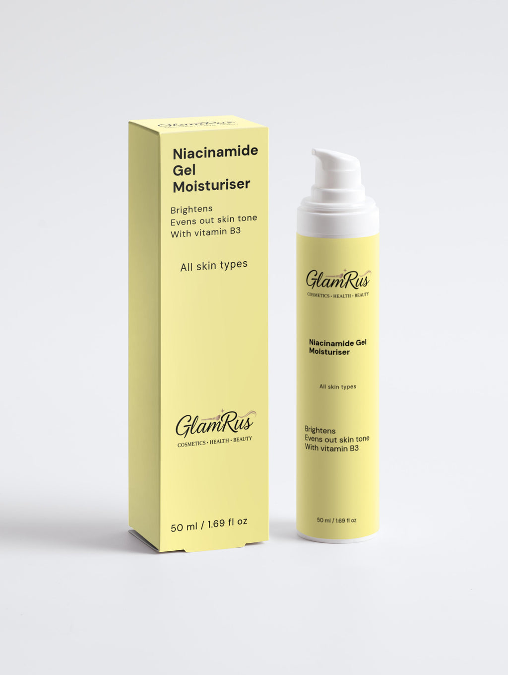 Glamrus Niacinamide Gel Moisturiser 50 ml / 1.69 fl oz (White Bottle)