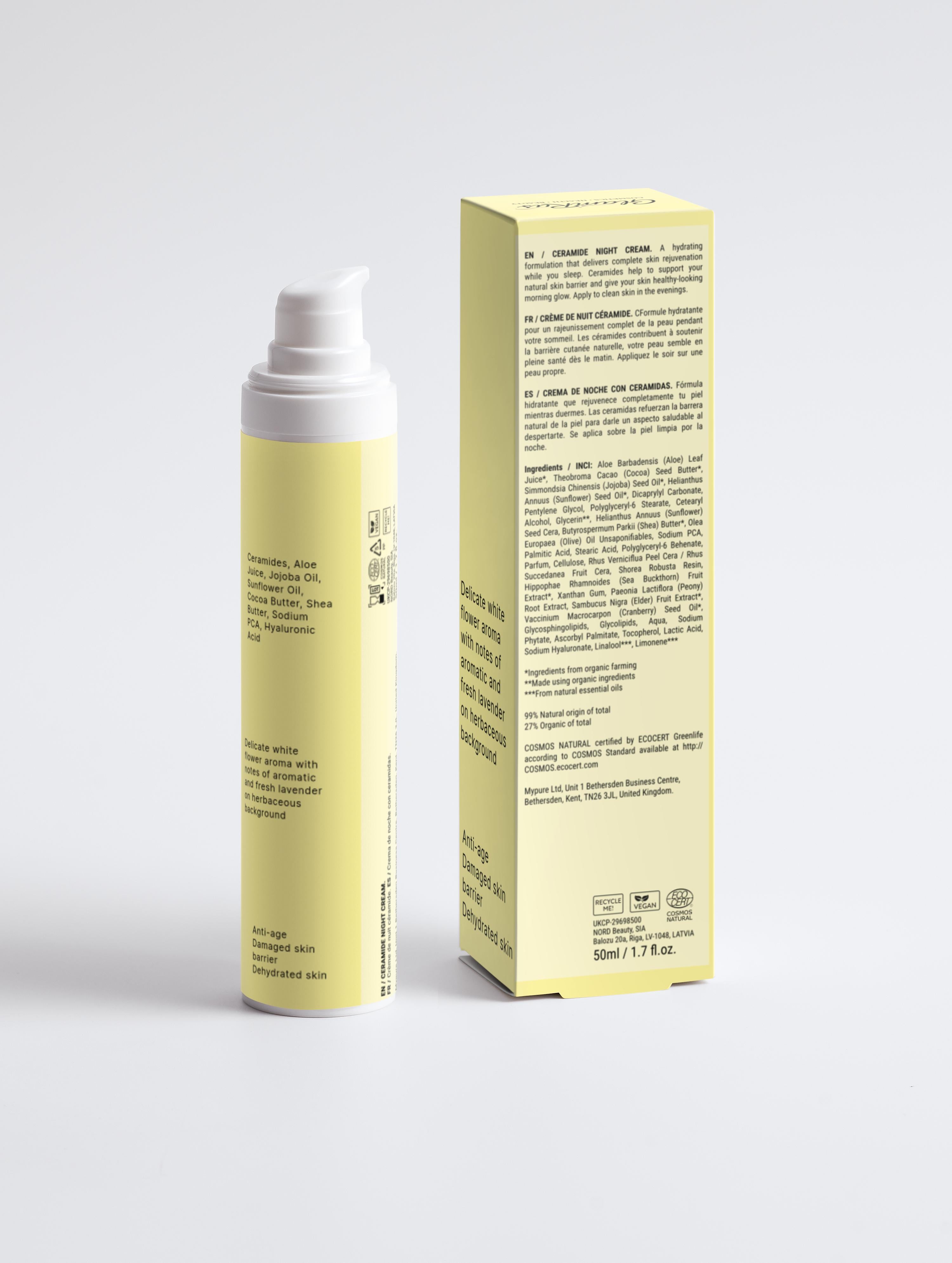 Glamrus Ceramide Barrier Night Cream 50 ml / 1.69 fl oz (Pump Bottle)