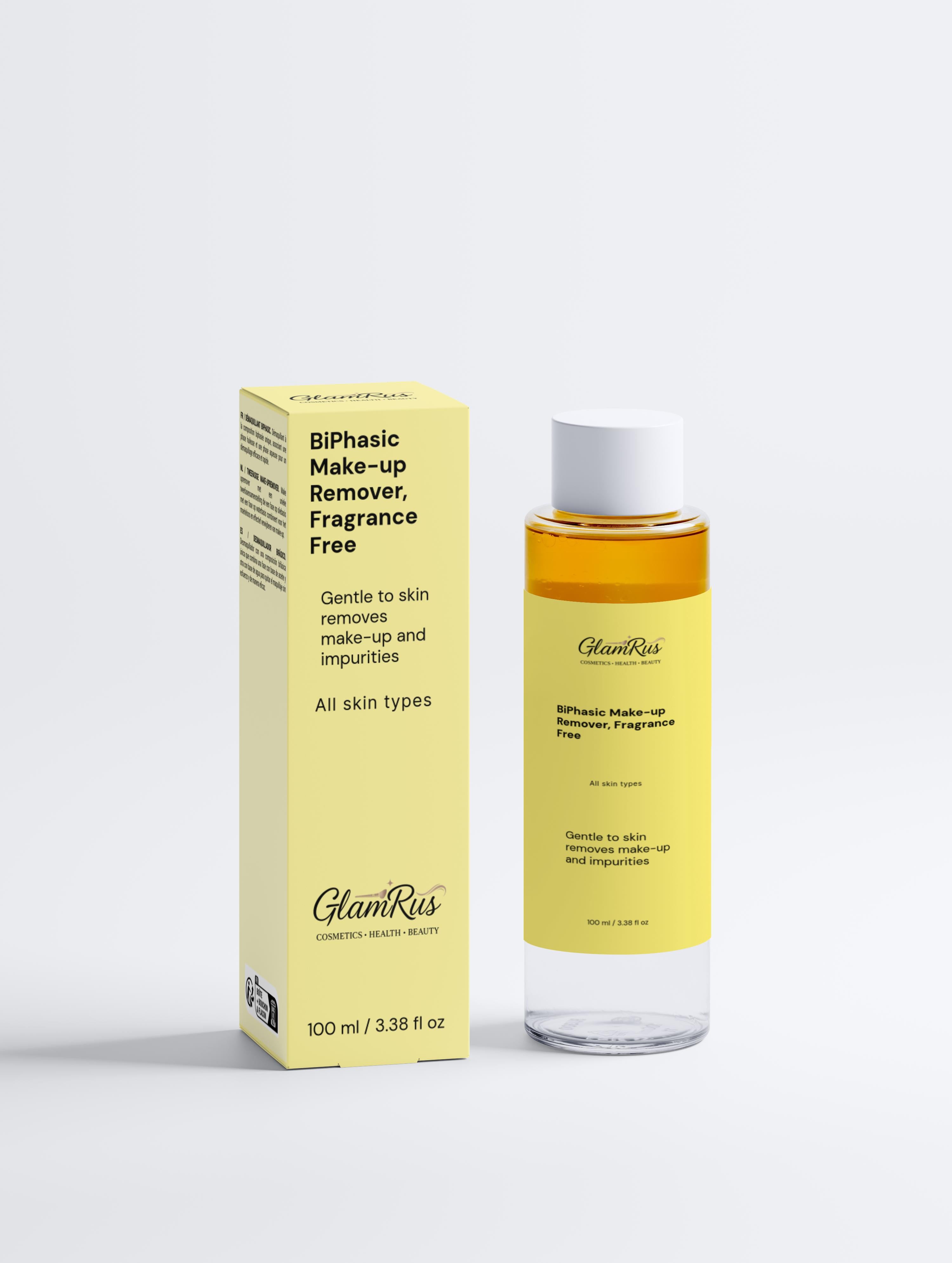 Glamrus BiPhasic Make-up Remover, Fragrance Free 100 ml / 3.38 fl oz