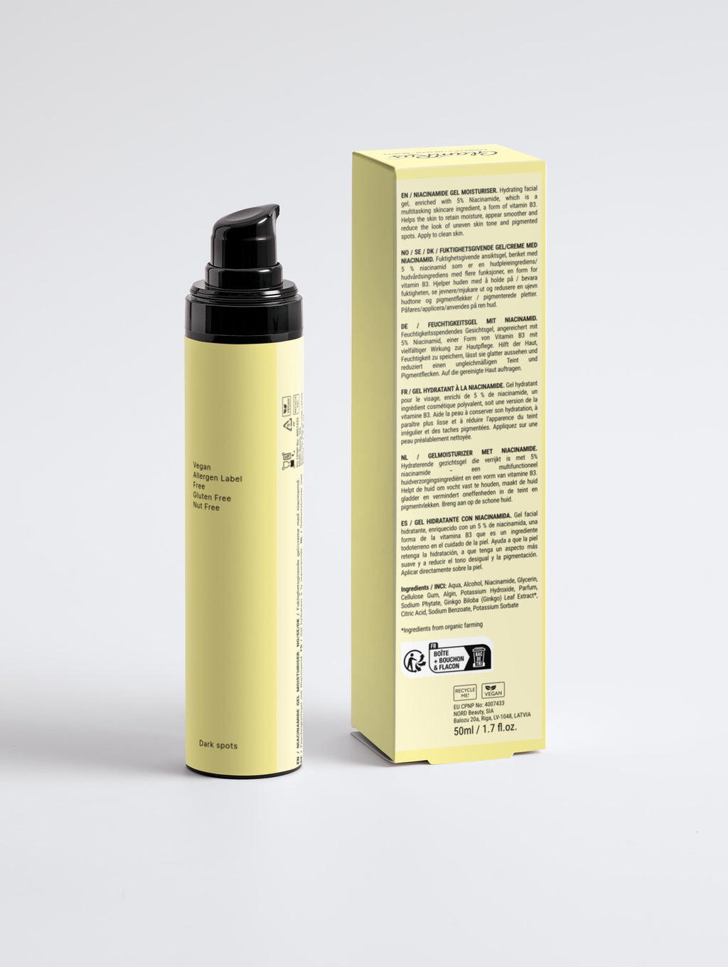 Glamrus Niacinamide Gel Moisturiser 50 ml / 1.69 fl oz (Black Bottle)