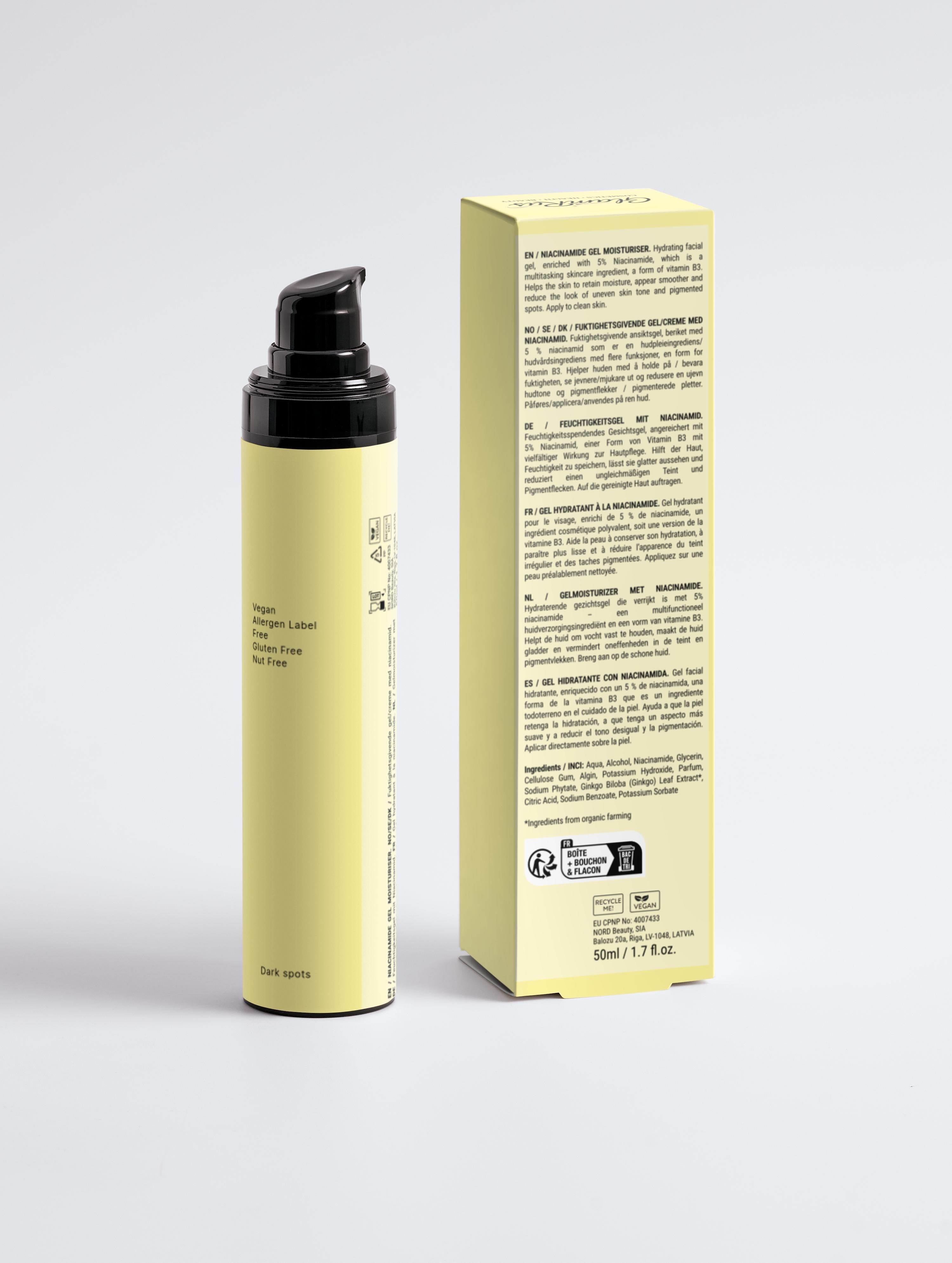 Glamrus Niacinamide Gel Moisturiser 50 ml / 1.69 fl oz (Black Bottle)