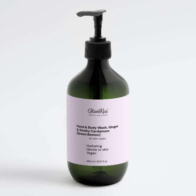 Hand & Body Wash, Ginger & Smoky Cardamom (Green Boston) 490 ml / 16.57 fl oz