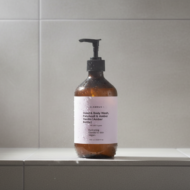 Hand & Body Wash, Patchouli & Amber Vanilla 490 ml / 16.57 fl oz(Amber Bottle)