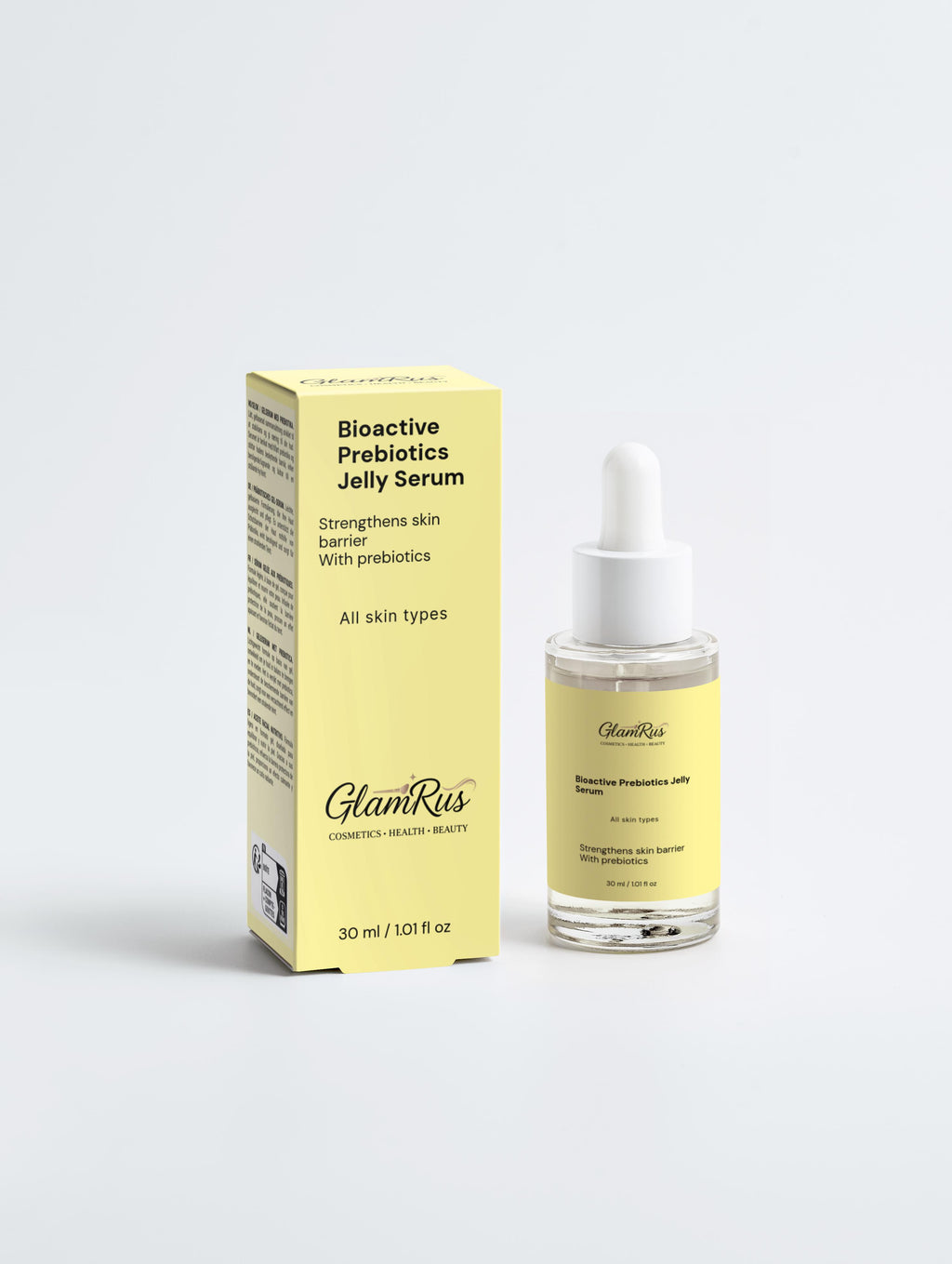 Glamrus Bioactive Prebiotics Jelly Serum 30 ml / 1.01 fl oz (White Dropper Bottle)