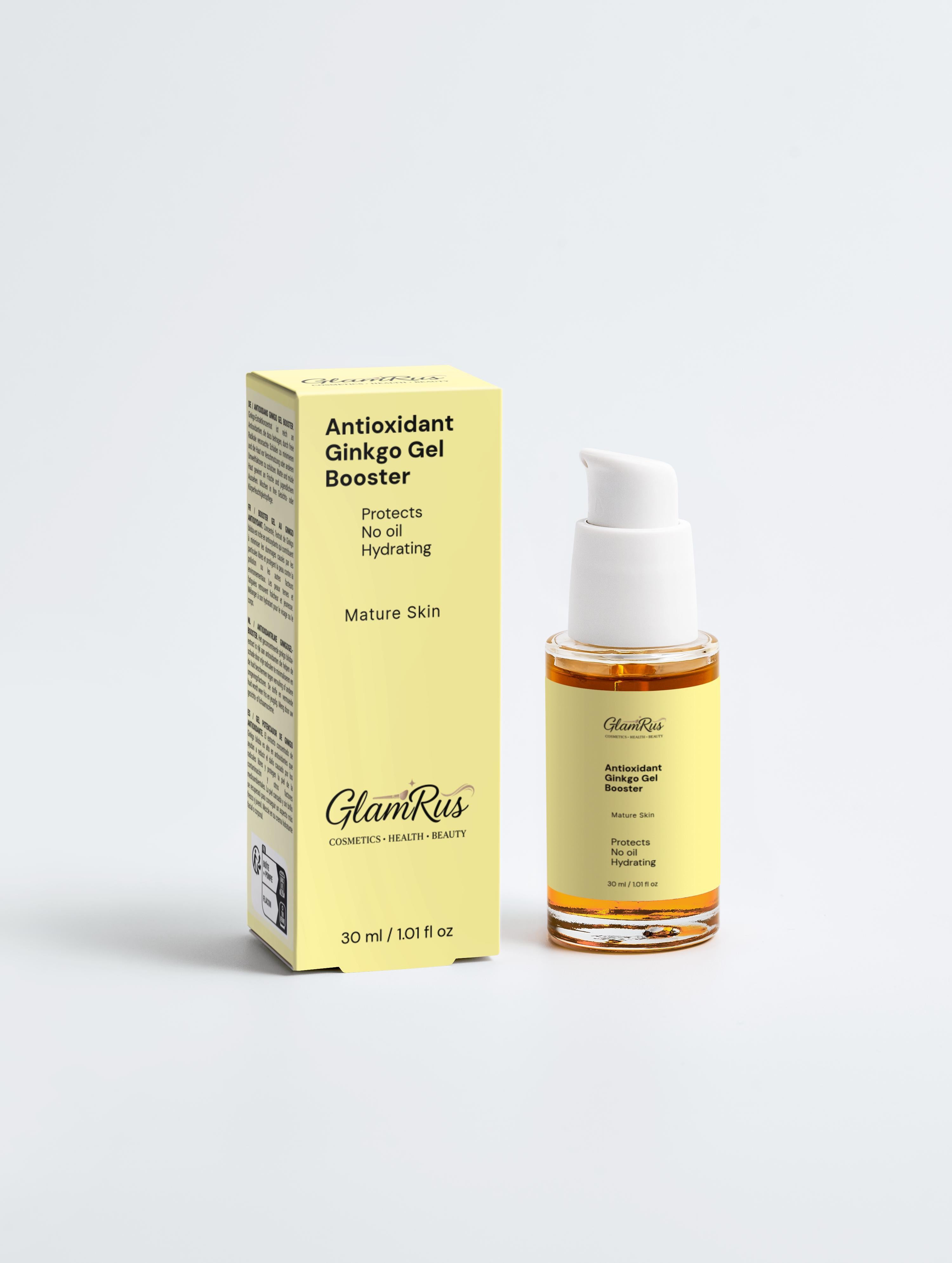 Glamrus Antioxidant Ginkgo Gel Booster 30 ml / 1.01 fl oz (White Pump Bottle)
