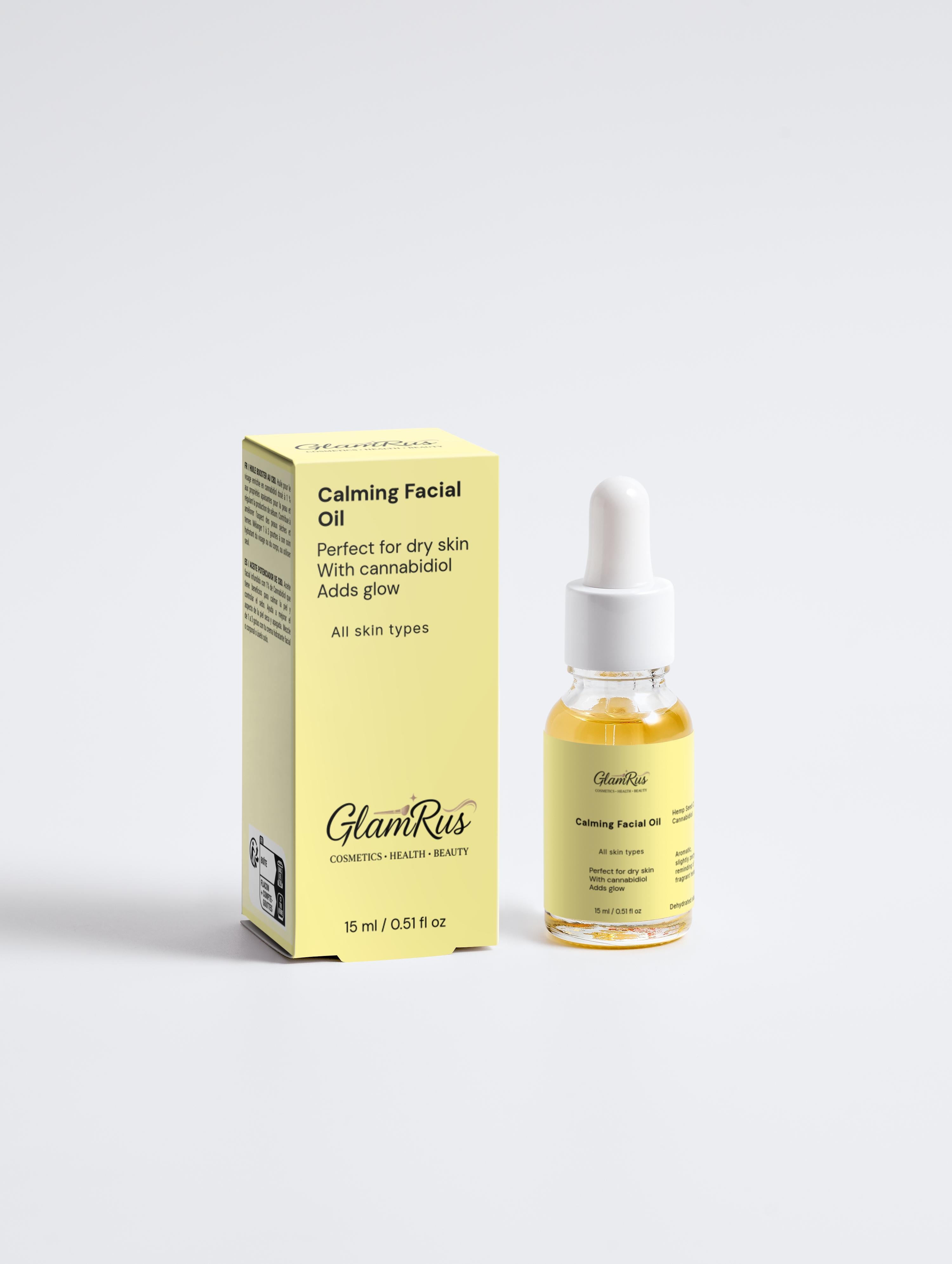 Glamrus Calming Facial Oil 15 ml / 0.51 fl oz (Clear Bottle)