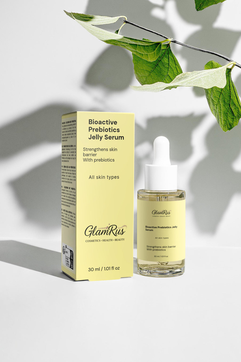 Glamrus Bioactive Prebiotics Jelly Serum 30 ml / 1.01 fl oz (White Dropper Bottle)